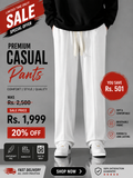 WHITE LOOSE FIT PANT FOR MAN CASUAL WEAR